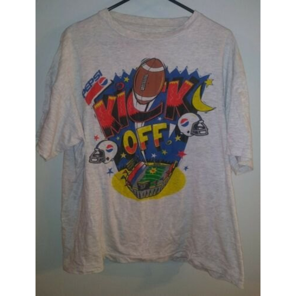 Vintage 1990’s Pepsi Football Kickoff Promotional Single Stitch T-Shirt SZ L 🔥